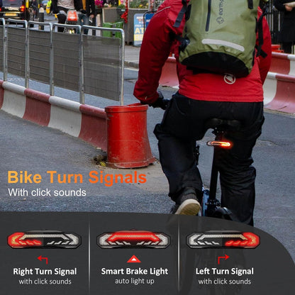 Professional Bike Light Set with Integrated Horn Alarm, Remote-Controlled Tail Light Featuring Turn Signals and Brake Light, Rechargeable Front and Rear Headlights for Night Riding