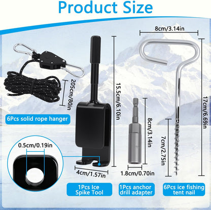 14Pcs Ice Fishing Anchor Tool Kit,Universal Ice Fishing Anchor Tool