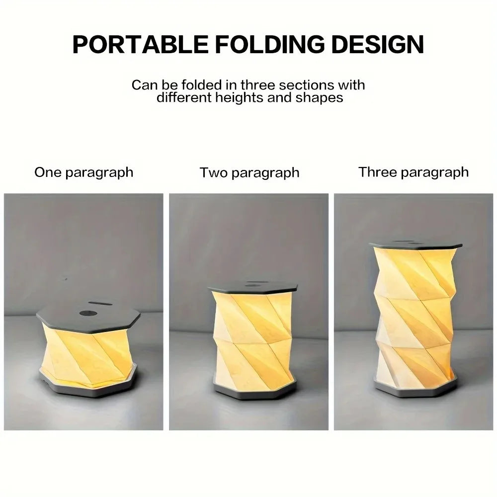 Outdoor Portable Folding Table Lamp Dimmable Paper Lantern for Camping Traveling Tent Night Light Emergency Home Bedroom Decor