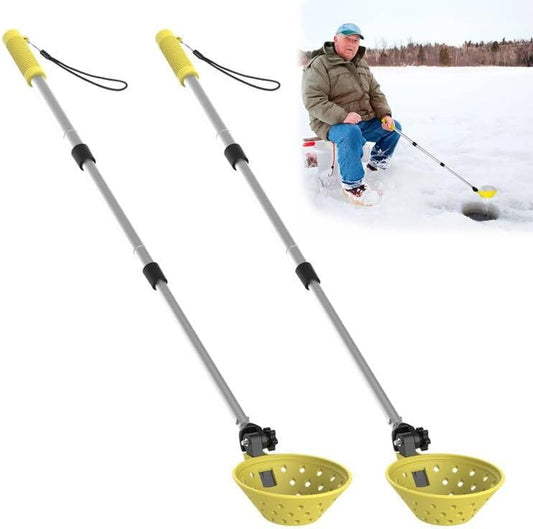 Retractable Ice Fishing Scoop Skimmer, Ice Scooper, Long Length, and Larger Spoon, No More Bending over to Scoop Out Ice While Ice Fishing