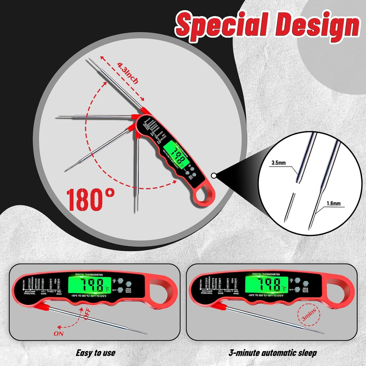 Meat Thermometer Digital, Instant Read Digital Meat Thermometer