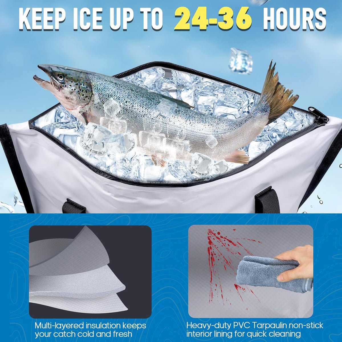 Insulated Fish Cooler Bag, Fish Kill Bag for Caught Fish