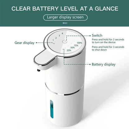 380ML Automatic Foam Soap P11 Dispenser Bathroom Smart Washing Hand Machine with USB Charging White ABS Material