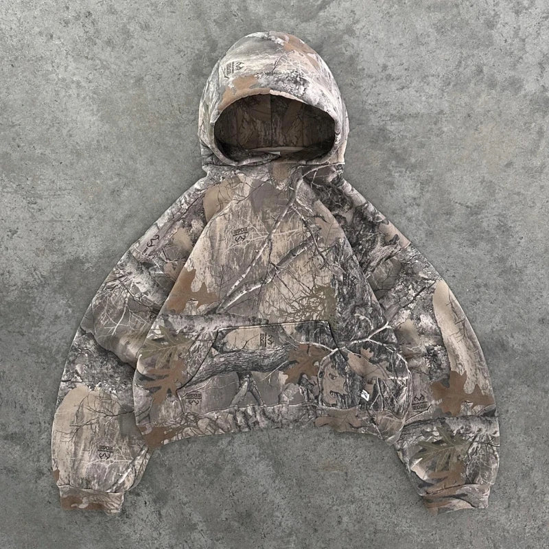 Camo Hoodie – Oversized Zip-Up Jacket with Hood and Relaxed Fit