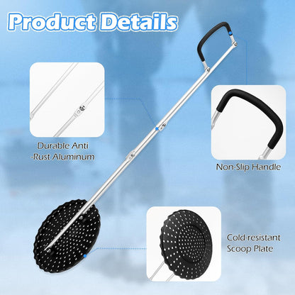 8" Ice Fishing Scoop, Detachable Ice Skimmer for 8" & 10" Holes
