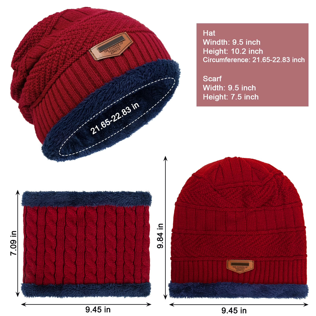 3 Pack Womens Hats and Casual Scarf Set Soft Winter Gloves Beanie Hats for Women