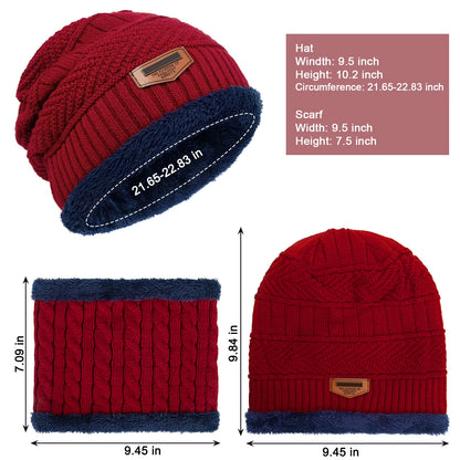 3 Pack Womens Hats and Casual Scarf Set Soft Winter Gloves Beanie Hats for Women
