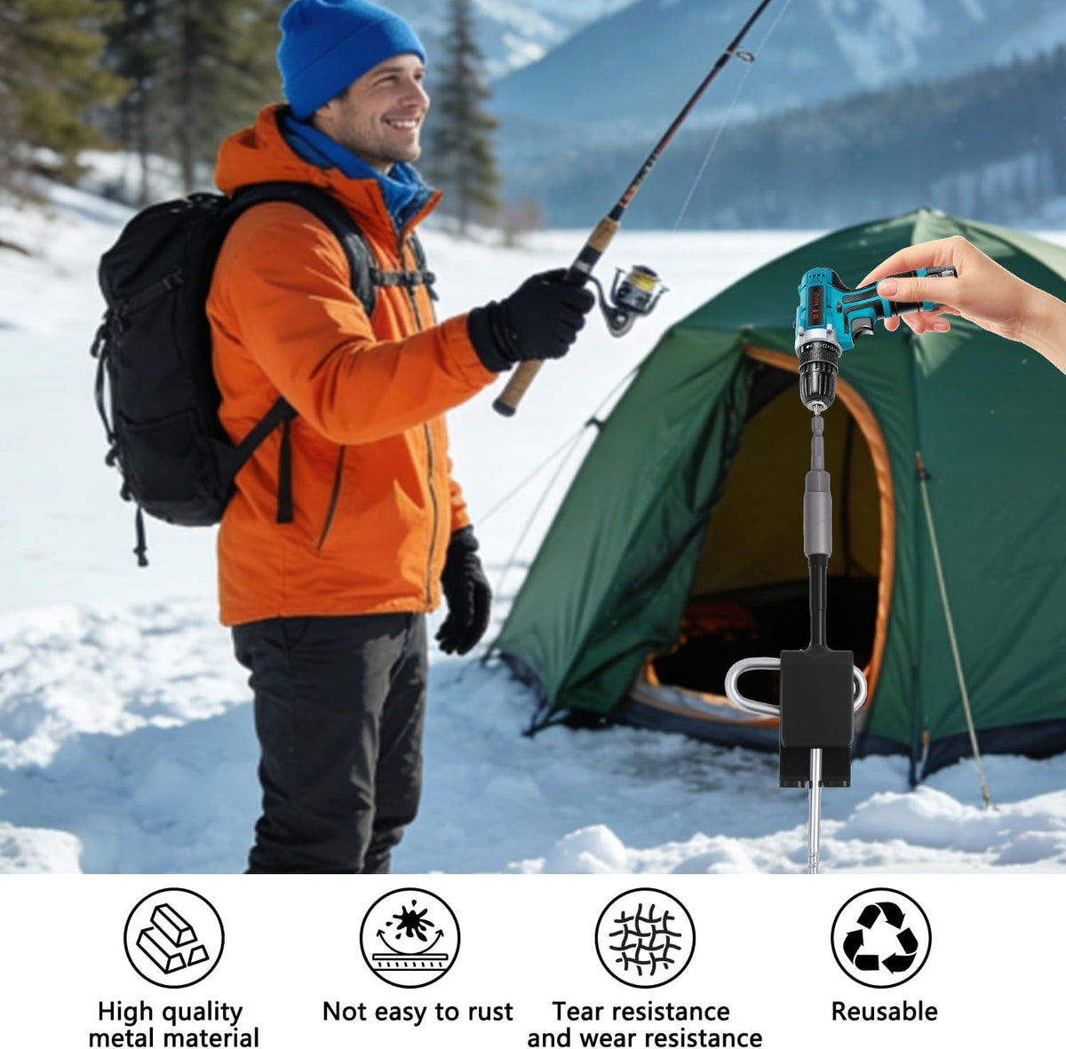 14Pcs Ice Fishing Anchor Tool Kit,Universal Ice Fishing Anchor Tool