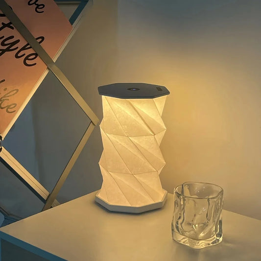 Outdoor Portable Folding Table Lamp Dimmable Paper Lantern for Camping Traveling Tent Night Light Emergency Home Bedroom Decor