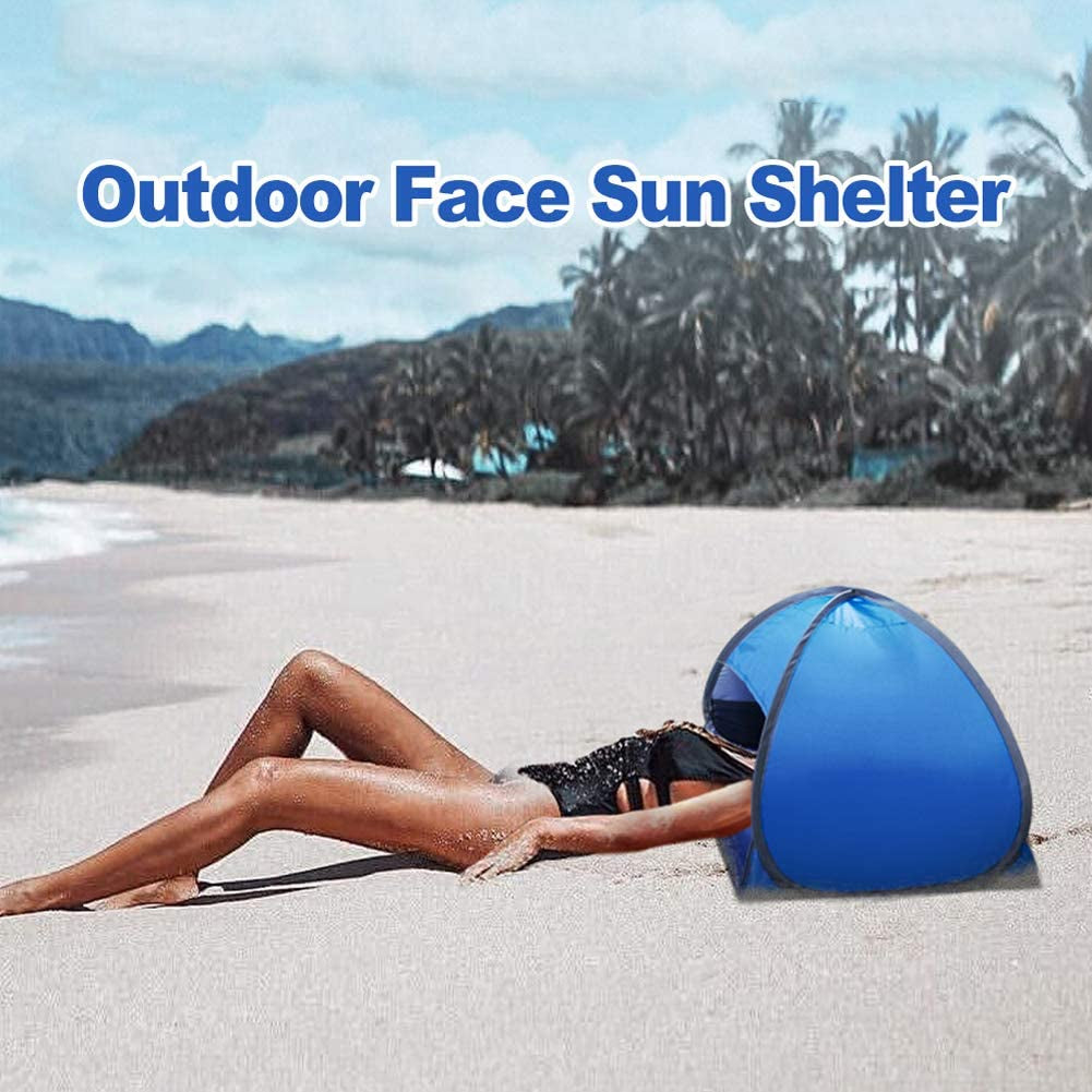 Mini Portable Beach Shade Awning Head Pop-Up Mobile Windproof Beach Sun Shade Camp Tent