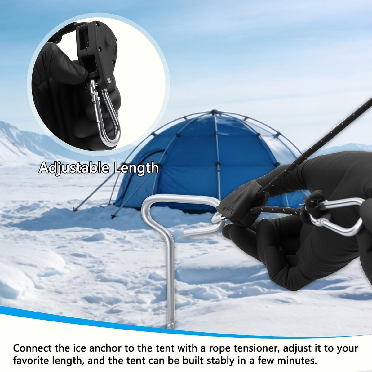 14Pcs Ice Fishing Anchor Tool Kit,Universal Ice Fishing Anchor Tool