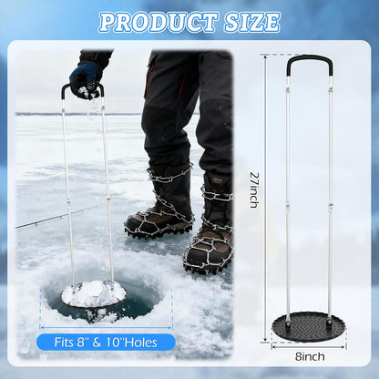 8" Ice Fishing Scoop, Detachable Ice Skimmer for 8" & 10" Holes