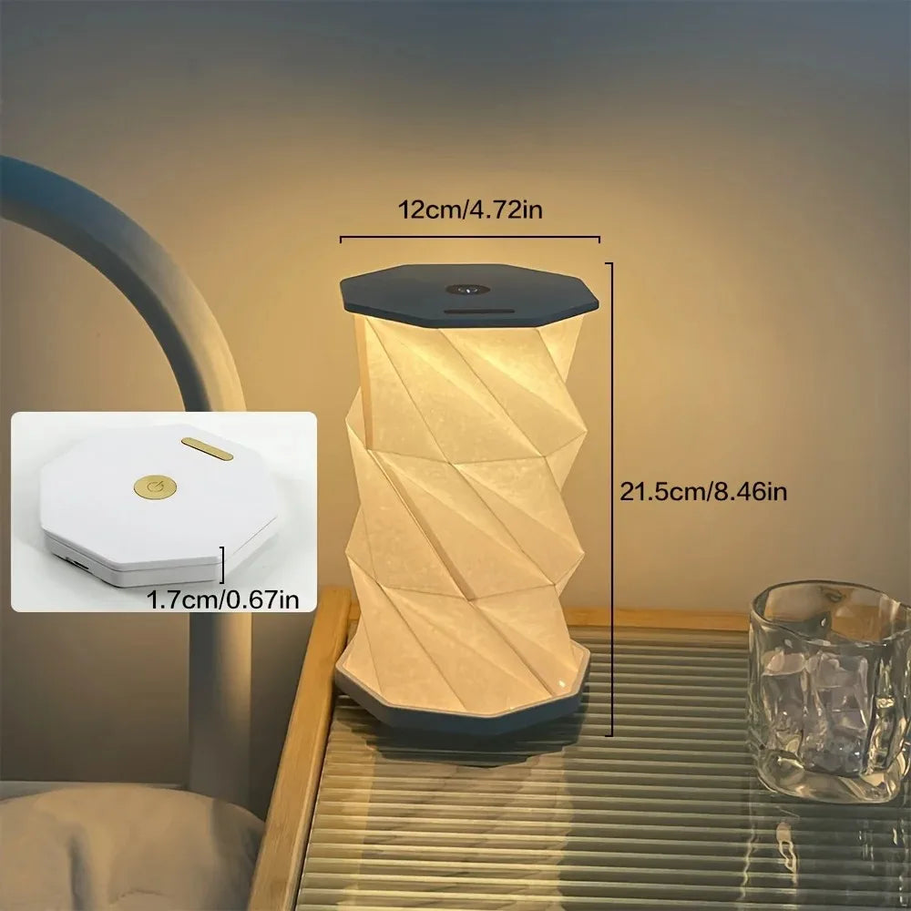 Outdoor Portable Folding Table Lamp Dimmable Paper Lantern for Camping Traveling Tent Night Light Emergency Home Bedroom Decor