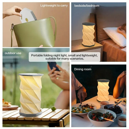 Outdoor Portable Folding Table Lamp Dimmable Paper Lantern for Camping Traveling Tent Night Light Emergency Home Bedroom Decor