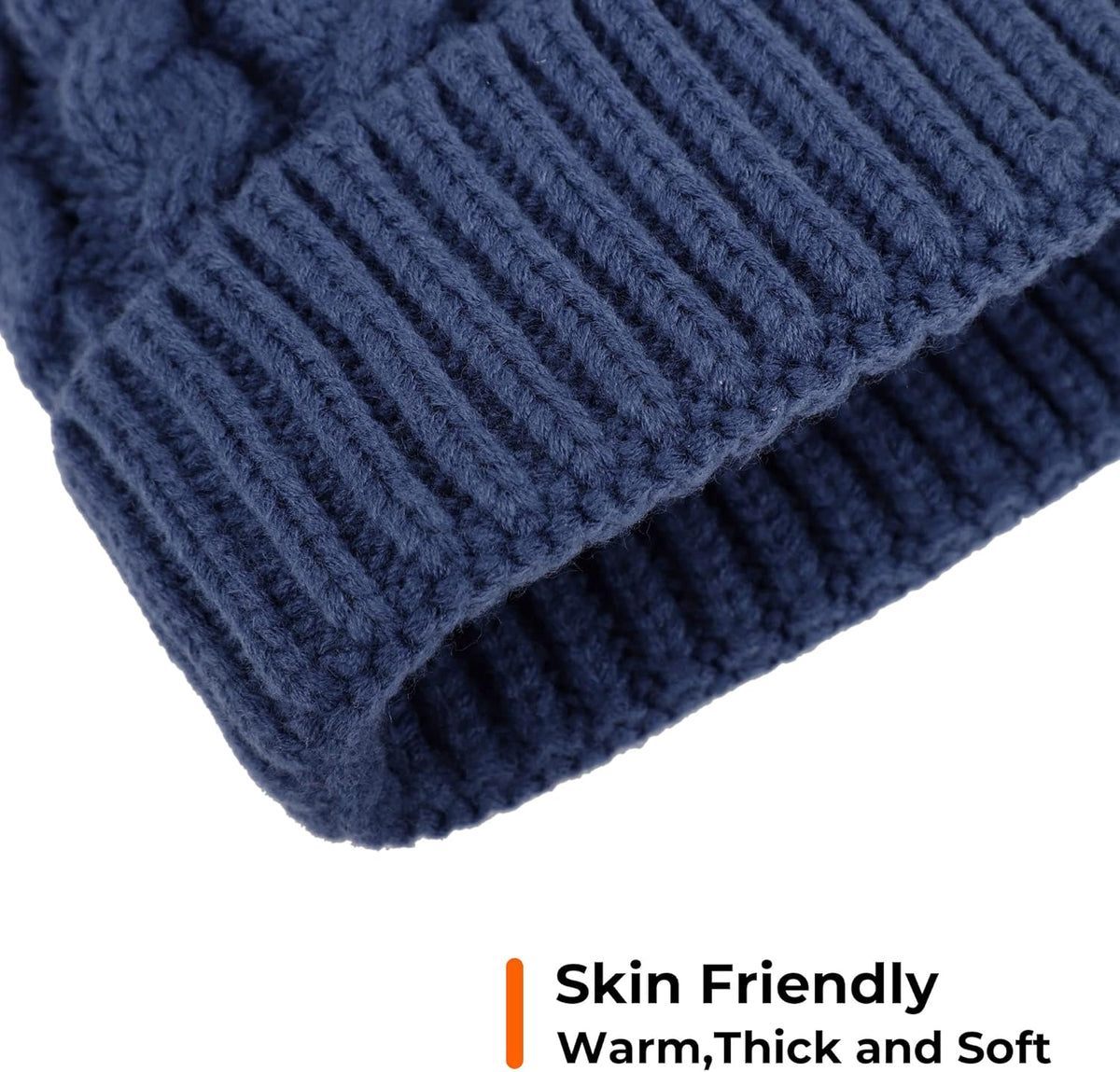 Women'S Winter Soft Knit Beanie Hat with Faux Fur Pom Pom Warm Skull Cap Beanies for Women