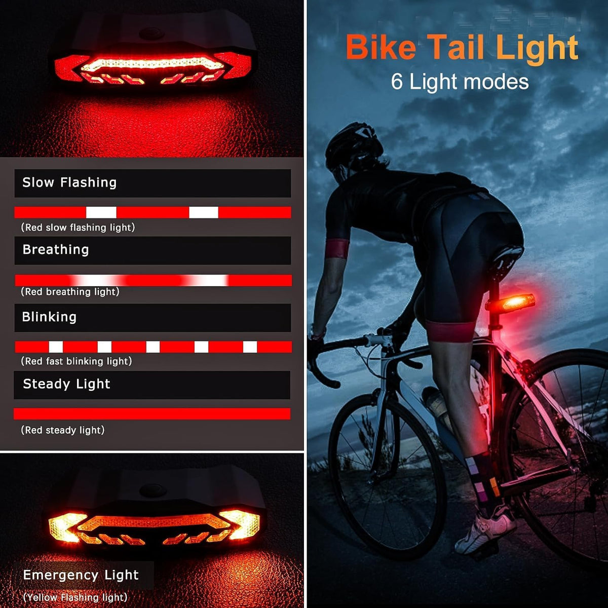 Professional Bike Light Set with Integrated Horn Alarm, Remote-Controlled Tail Light Featuring Turn Signals and Brake Light, Rechargeable Front and Rear Headlights for Night Riding