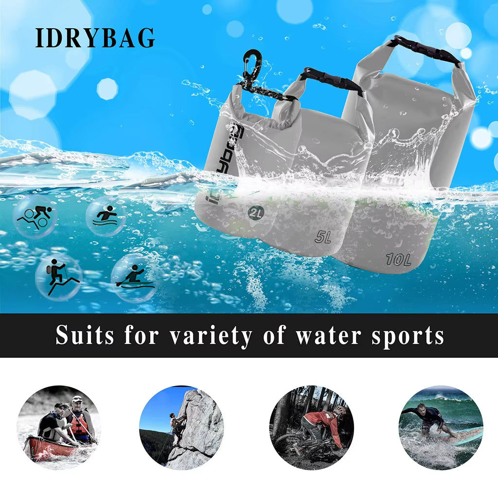 Dry Bags Waterproof Bag for Women Men 2/5/10/15/20L Swimming Rafting Kayaking River Trekking Waterproof Dry Bag Backpack