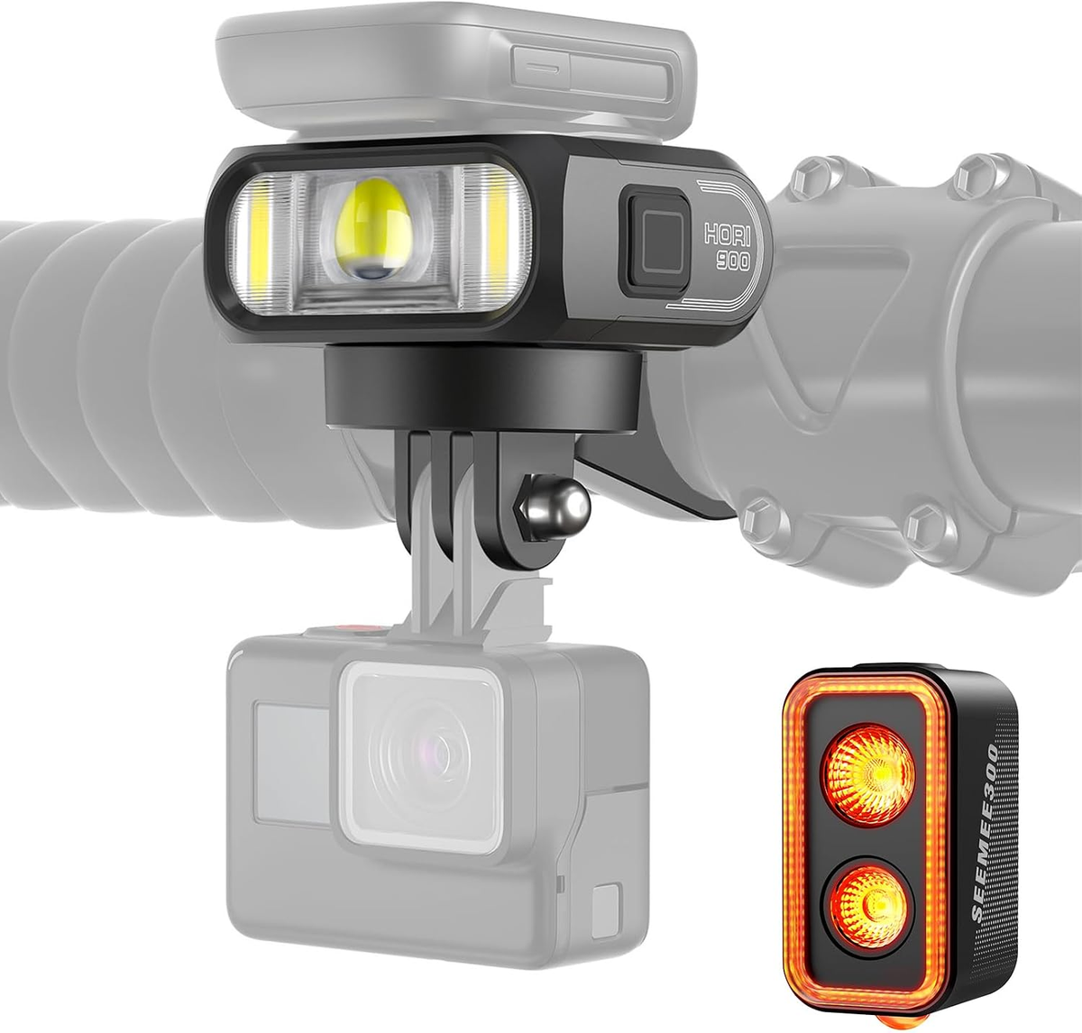 Hori 900 Dual Mounted Bicycle Light and SEEMEE 300 Bicycle Taillight