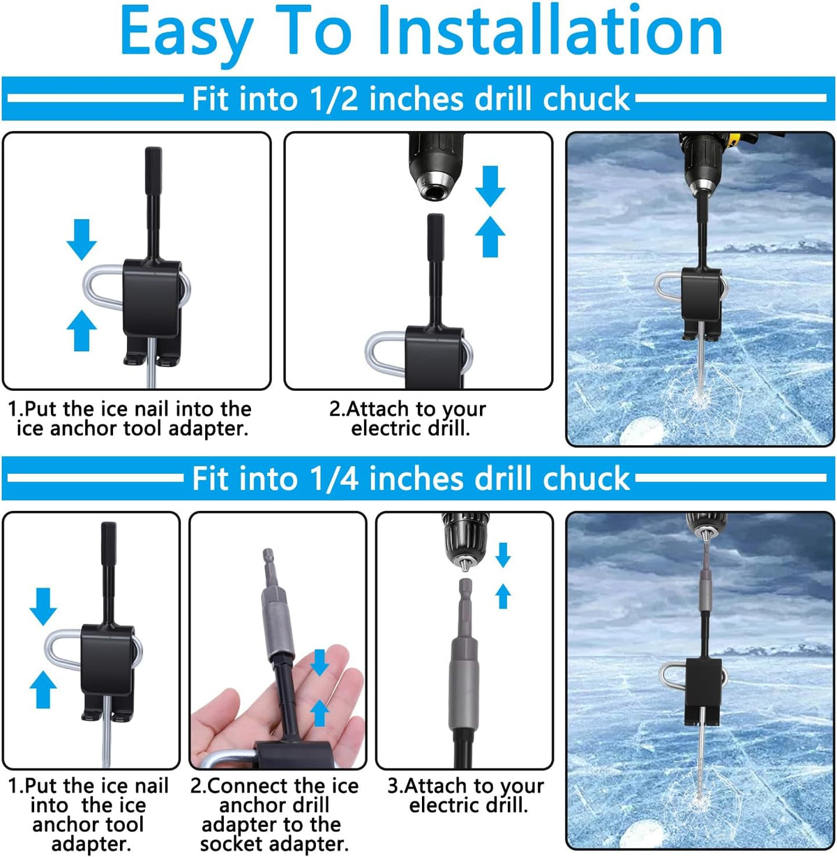 14Pcs Ice Fishing Anchor Tool Kit,Universal Ice Fishing Anchor Tool