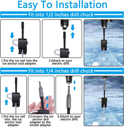 14Pcs Ice Fishing Anchor Tool Kit,Universal Ice Fishing Anchor Tool