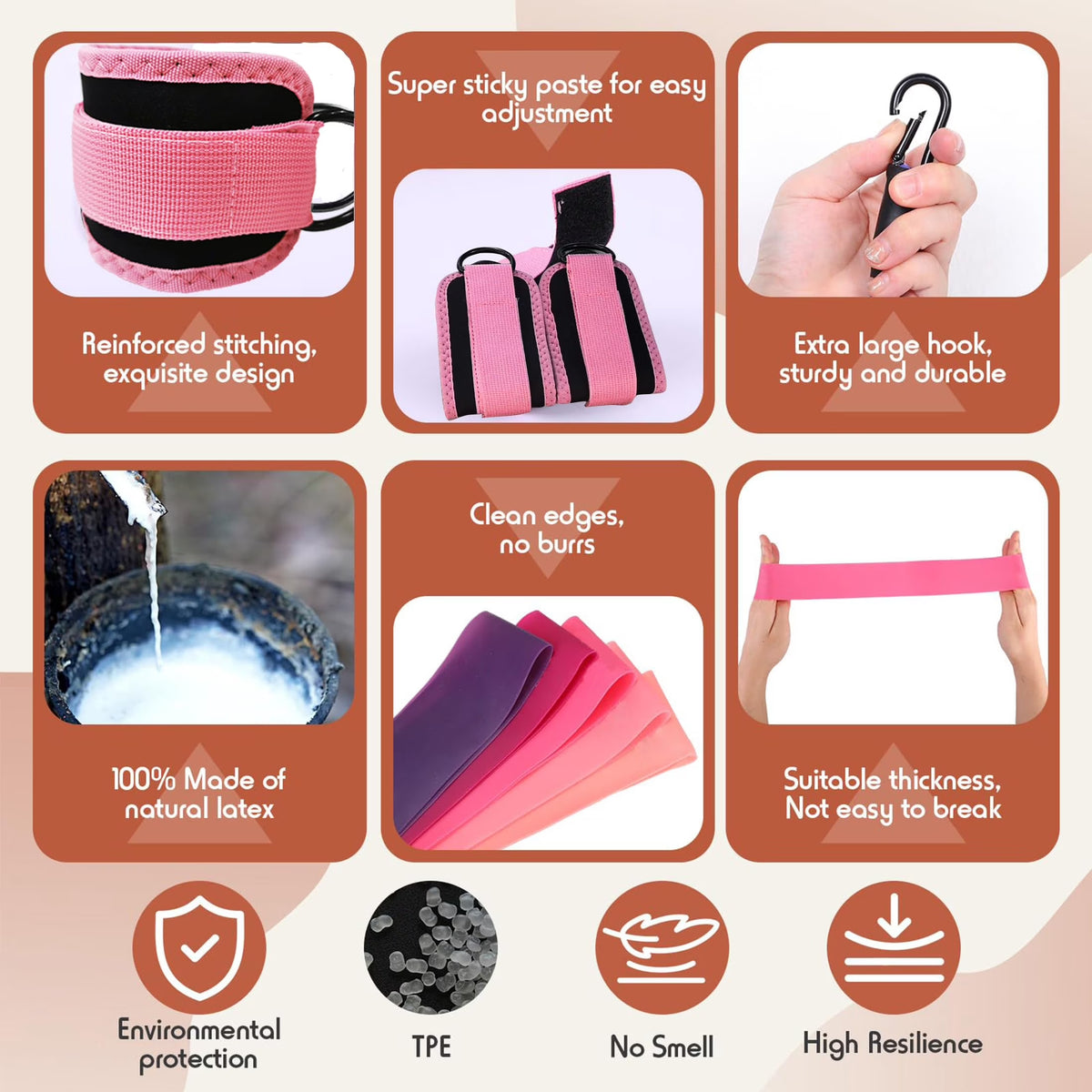 Minzimin Ankle Resistance Bands with Cuffs, Home Gym Workout Equipment, Lifting Glute Butt Exercise Equipment for Women, Ankle Weights Fitness Band Set