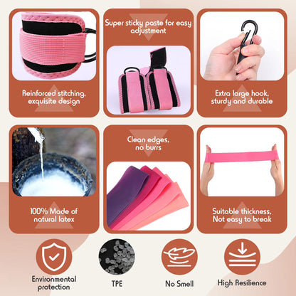 Minzimin Ankle Resistance Bands with Cuffs, Home Gym Workout Equipment, Lifting Glute Butt Exercise Equipment for Women, Ankle Weights Fitness Band Set