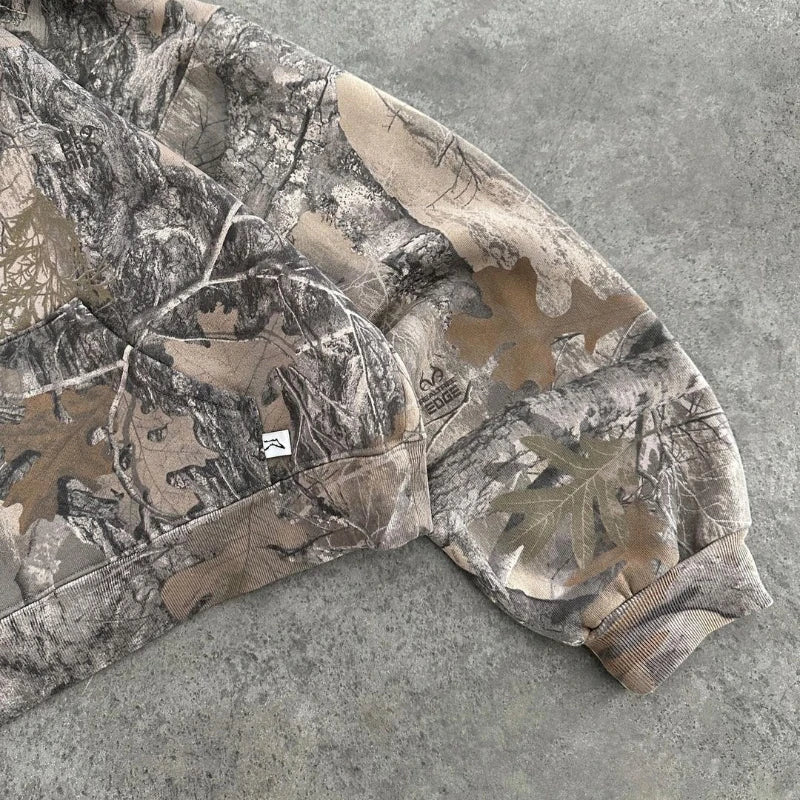 Camo Hoodie – Oversized Zip-Up Jacket with Hood and Relaxed Fit