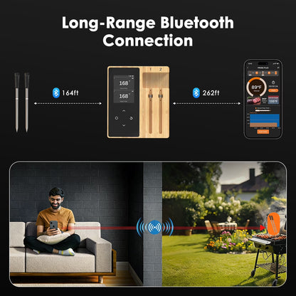 Smart Wireless Meat Thermometer - Bluetooth App, 2 Probe Set