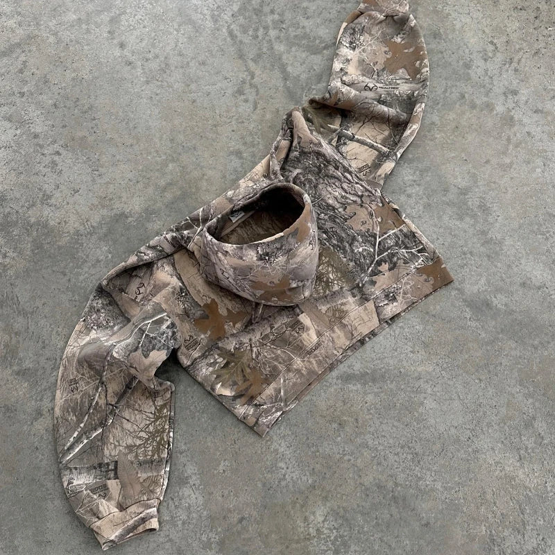 Camo Hoodie – Oversized Zip-Up Jacket with Hood and Relaxed Fit