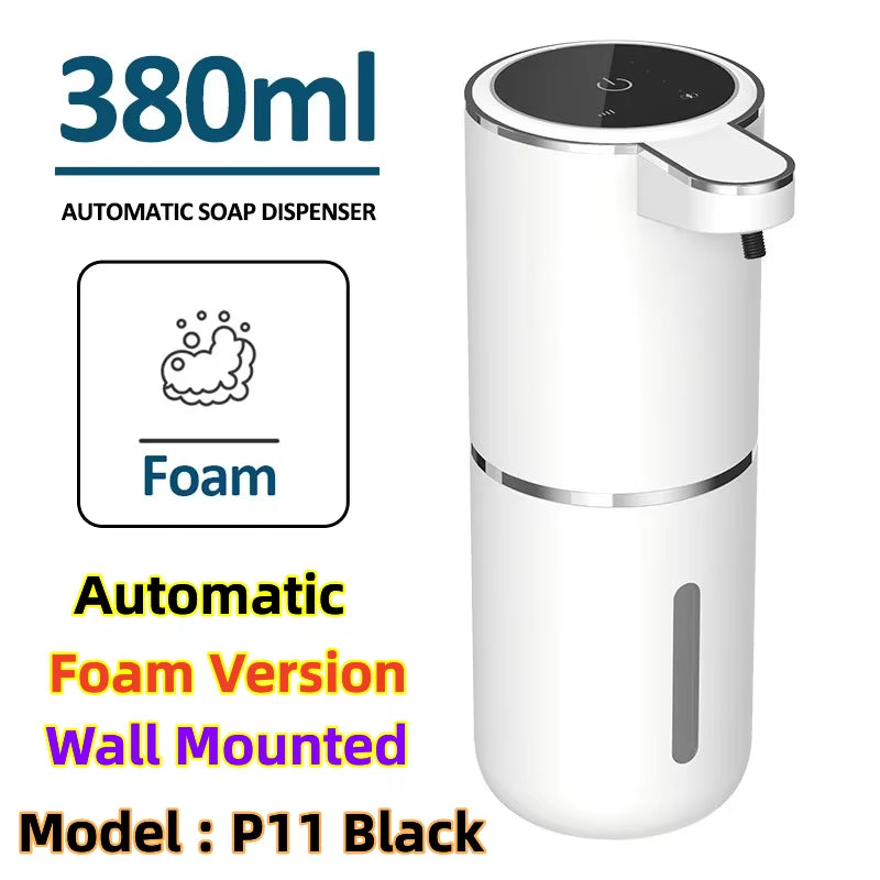 380ML Automatic Foam Soap P11 Dispenser Bathroom Smart Washing Hand Machine with USB Charging White ABS Material