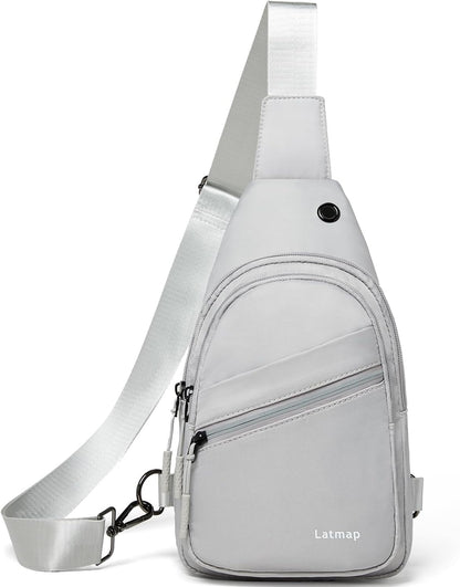 7L Sling Bag for Women Faux Leather anti Theft Small Casual Daypack Backpack Fanny Pack Crossbody Chest Bags Purse Waterproof Light Grey