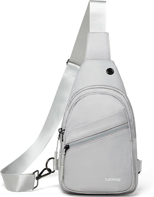 7L Sling Bag for Women Faux Leather anti Theft Small Casual Daypack Backpack Fanny Pack Crossbody Chest Bags Purse Waterproof Light Grey