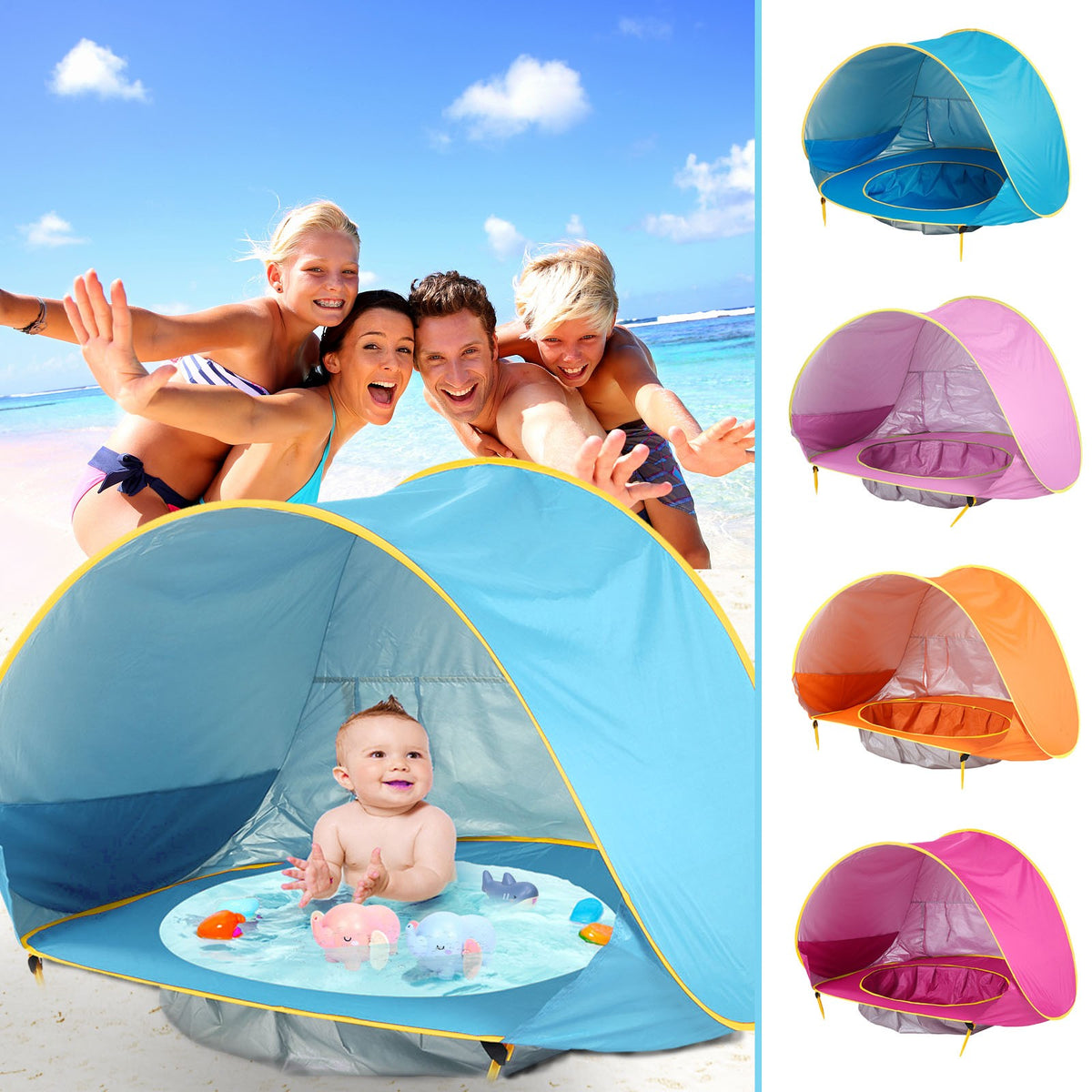 Baby Beach Tent Kids Outdoor Camping Easy Fold up Waterproof up Sun Awning Tent Uv-Protecting