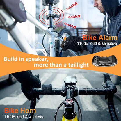 Professional Bike Light Set with Integrated Horn Alarm, Remote-Controlled Tail Light Featuring Turn Signals and Brake Light, Rechargeable Front and Rear Headlights for Night Riding