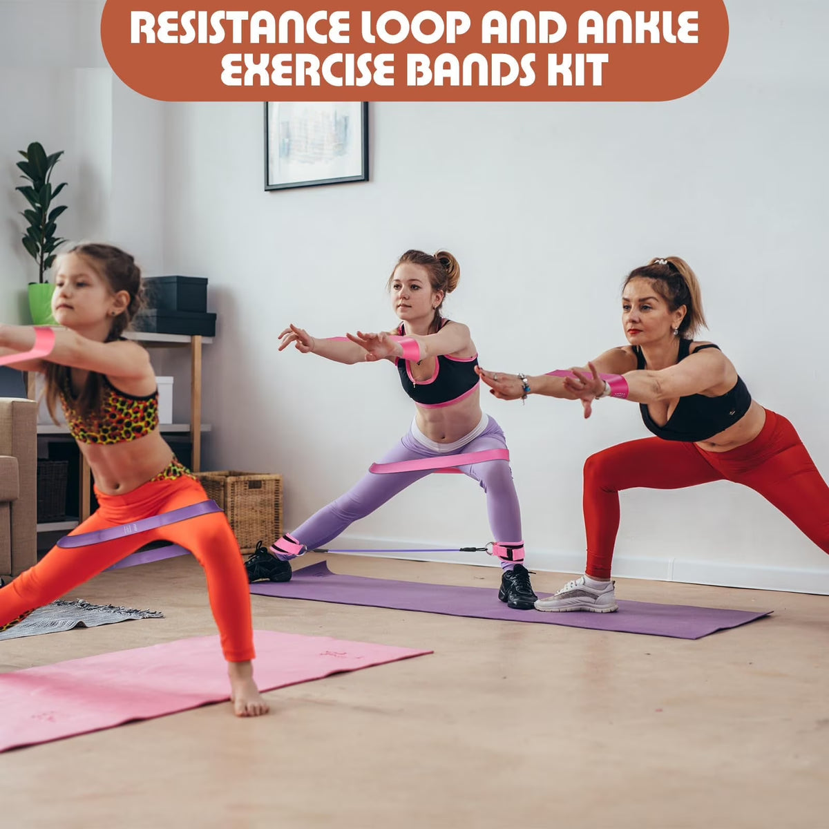 Minzimin Ankle Resistance Bands with Cuffs, Home Gym Workout Equipment, Lifting Glute Butt Exercise Equipment for Women, Ankle Weights Fitness Band Set